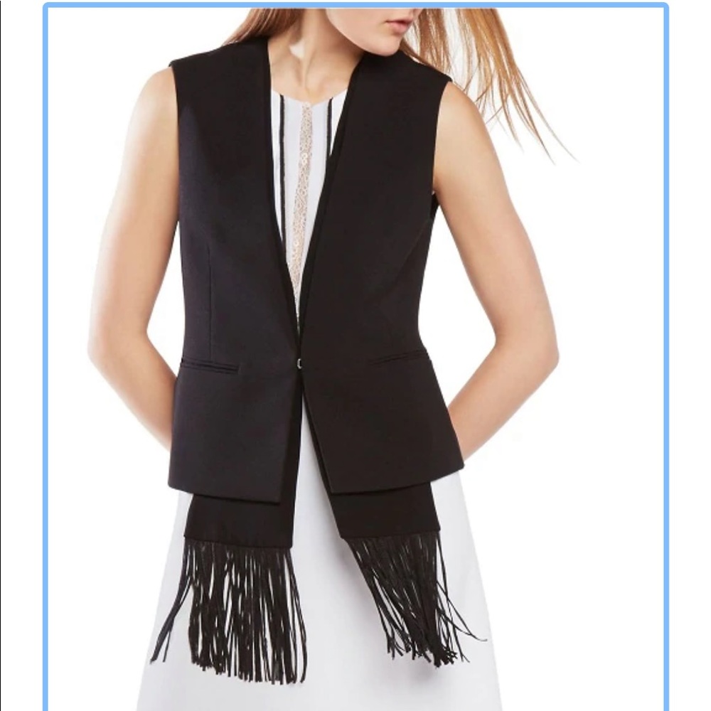 BCBG JARED FRINGE SCARF VEST